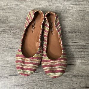 Lucky Brand Emmie Flats Striped Multicolor Textile Ballet Flat Shoes